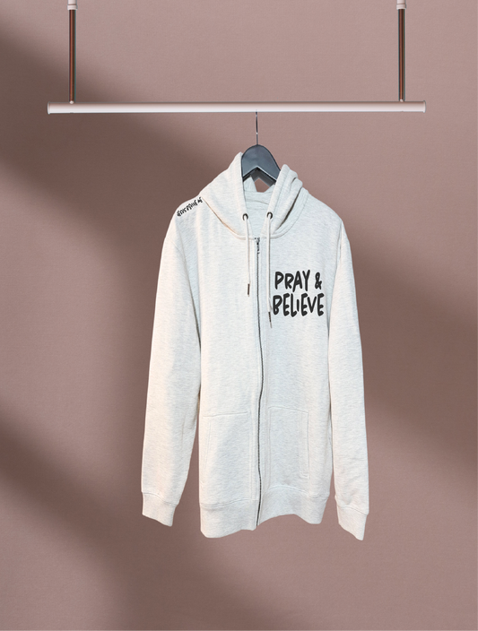 Pray & Believe 100% Organic Cotton Zip-Up Sweatshirt