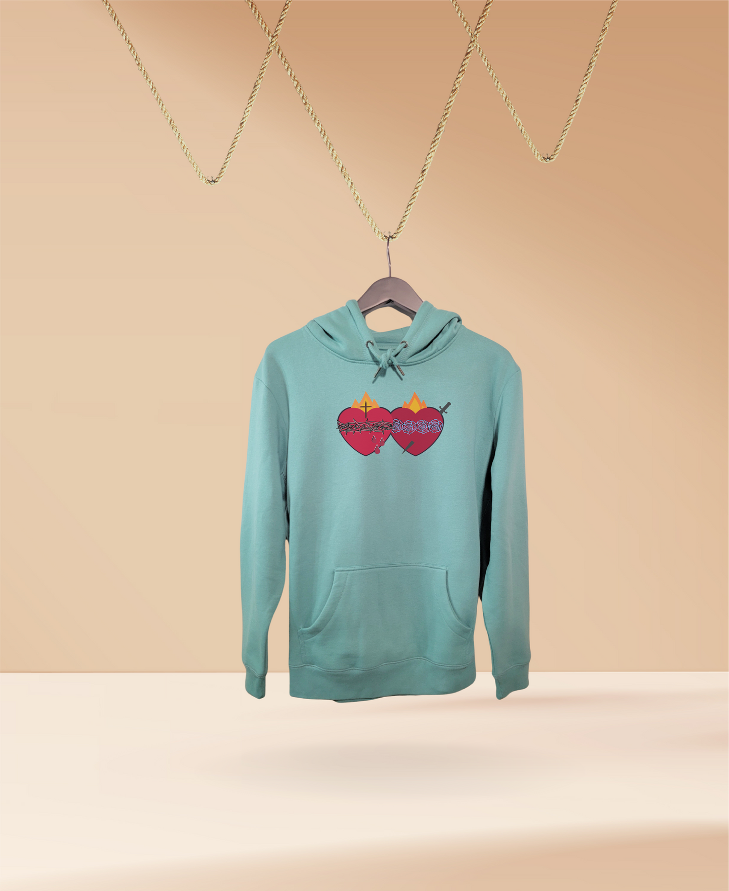 Limited Edition Jesus & Mary Hearts Organic Cotton Hooded Sweatshirt